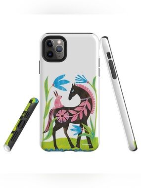 iPhone 15 Tough Case Folk Horse & Bunny by Tracey English